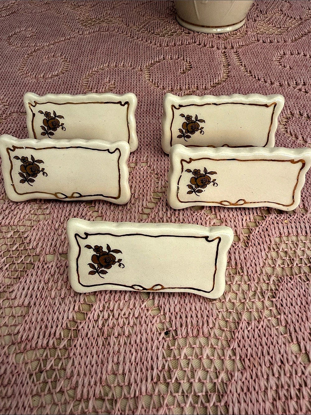 Vintage Porcelain Place Card Holders Set of 5